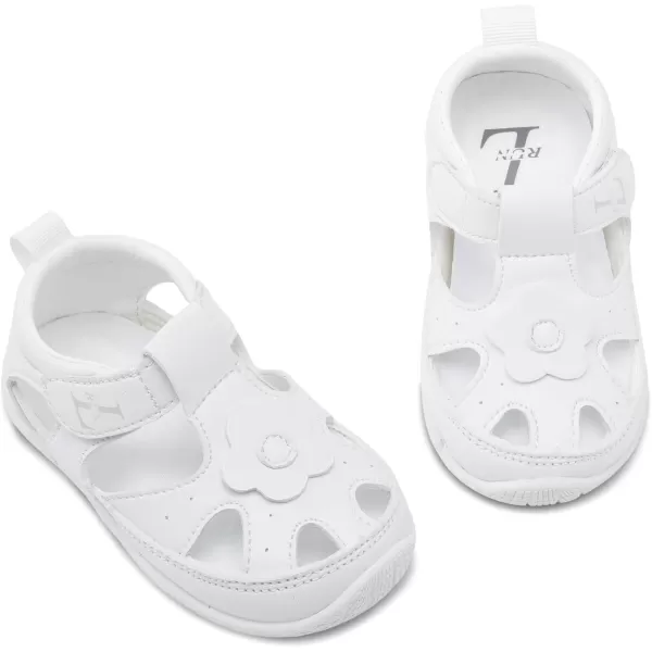 LRUN Toddler Mary Jane Shoes Girls Casual Barefoot Sandals Breathable Princess Dress Flats NonSlip Rubber Sole Infant First Walker Shoes for Outdoor IndoorWhite