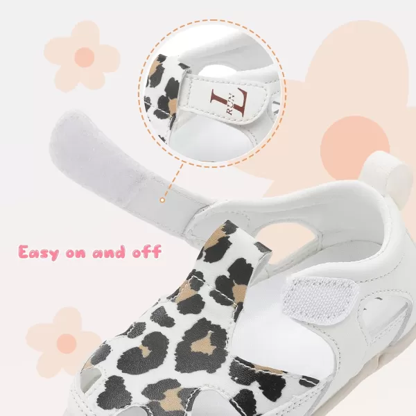 LRUN Toddler Mary Jane Shoes Girls Casual Barefoot Sandals Breathable Princess Dress Flats NonSlip Rubber Sole Infant First Walker Shoes for Outdoor IndoorLeopard