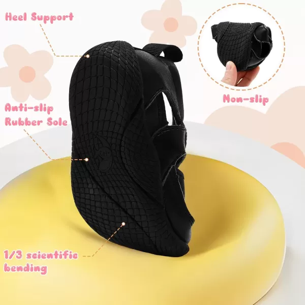 LRUN Toddler Mary Jane Shoes Girls Casual Barefoot Sandals Breathable Princess Dress Flats NonSlip Rubber Sole Infant First Walker Shoes for Outdoor IndoorBlack