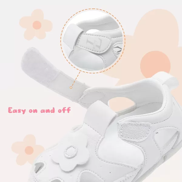 LRUN Toddler Mary Jane Shoes Girls Casual Barefoot Sandals Breathable Princess Dress Flats NonSlip Rubber Sole Infant First Walker Shoes for Outdoor IndoorWhite