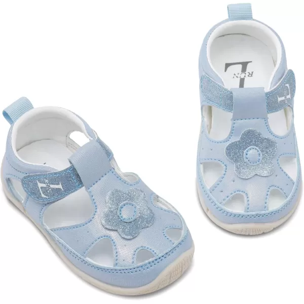 LRUN Toddler Mary Jane Shoes Girls Casual Barefoot Sandals Breathable Princess Dress Flats NonSlip Rubber Sole Infant First Walker Shoes for Outdoor IndoorBlue