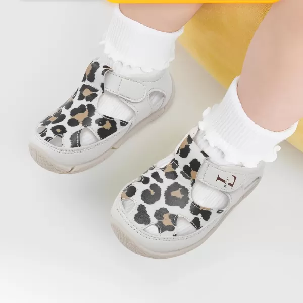 LRUN Toddler Mary Jane Shoes Girls Casual Barefoot Sandals Breathable Princess Dress Flats NonSlip Rubber Sole Infant First Walker Shoes for Outdoor IndoorLeopard