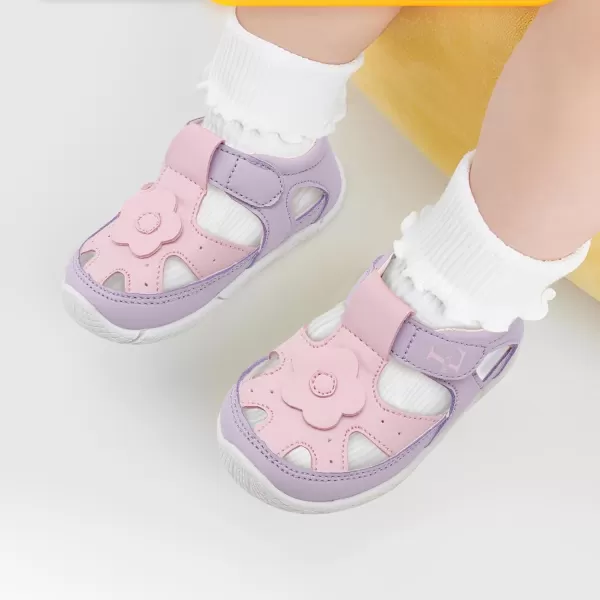 LRUN Toddler Mary Jane Shoes Girls Casual Barefoot Sandals Breathable Princess Dress Flats NonSlip Rubber Sole Infant First Walker Shoes for Outdoor IndoorPink Purple