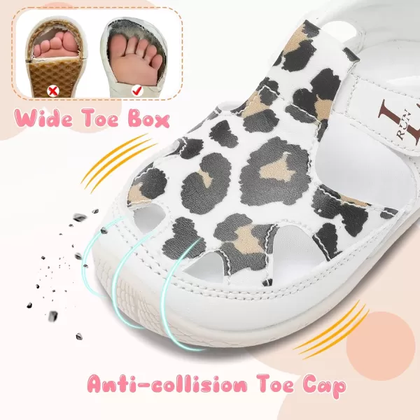 LRUN Toddler Mary Jane Shoes Girls Casual Barefoot Sandals Breathable Princess Dress Flats NonSlip Rubber Sole Infant First Walker Shoes for Outdoor IndoorLeopard