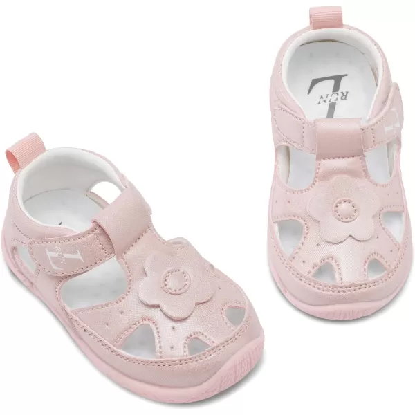 LRUN Toddler Mary Jane Shoes Girls Casual Barefoot Sandals Breathable Princess Dress Flats NonSlip Rubber Sole Infant First Walker Shoes for Outdoor IndoorPink