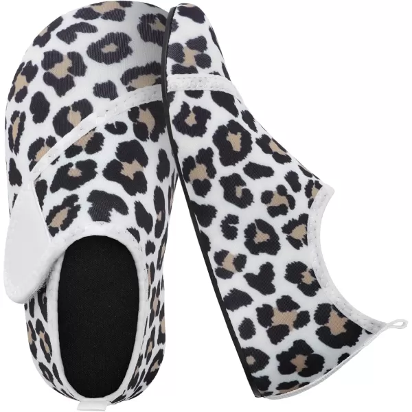 LRUN Toddler Water Shoes Barefoot Aqua Socks Kids Swim Shoes for Beach Pool Surfing YogaBeige Leopard