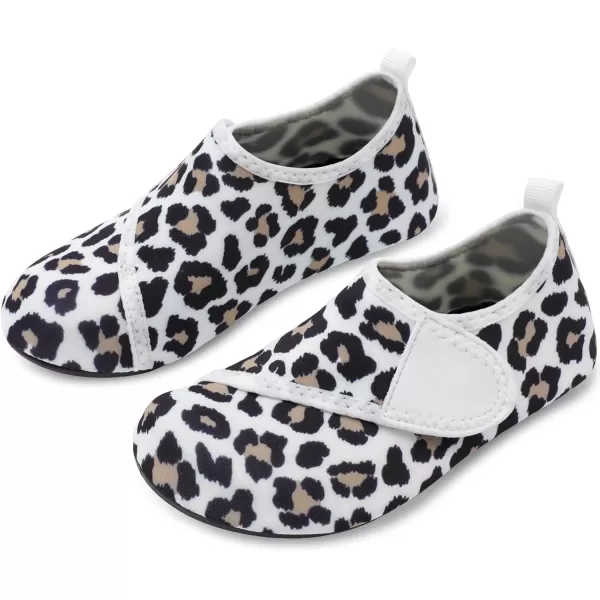 LRUN Toddler Water Shoes Barefoot Aqua Socks Kids Swim Shoes for Beach Pool Surfing YogaBeige Leopard