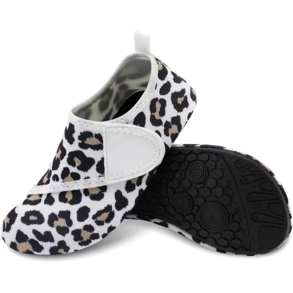 LRUN Toddler Water Shoes Barefoot Aqua Socks Kids Swim Shoes for Beach Pool Surfing YogaBeige Leopard