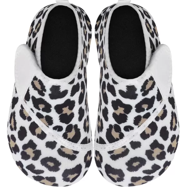 LRUN Toddler Water Shoes Barefoot Aqua Socks Kids Swim Shoes for Beach Pool Surfing YogaBeige Leopard