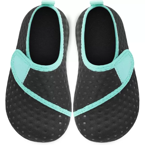 LRUN Toddler Water Shoes Barefoot Aqua Socks Kids Swim Shoes for Beach Pool Surfing YogaBlack Blue Strap