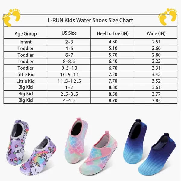LRUN Toddler Water Shoes Barefoot Aqua Socks Kids Swim Shoes for Beach Pool Surfing YogaBlack Blue Strap