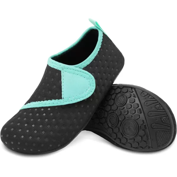 LRUN Toddler Water Shoes Barefoot Aqua Socks Kids Swim Shoes for Beach Pool Surfing YogaBlack Blue Strap