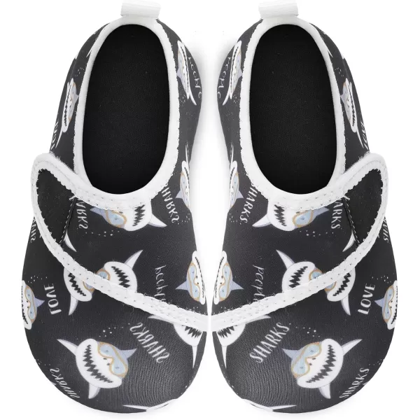 LRUN Toddler Water Shoes Barefoot Aqua Socks Kids Swim Shoes for Beach Pool Surfing YogaBlack Shark