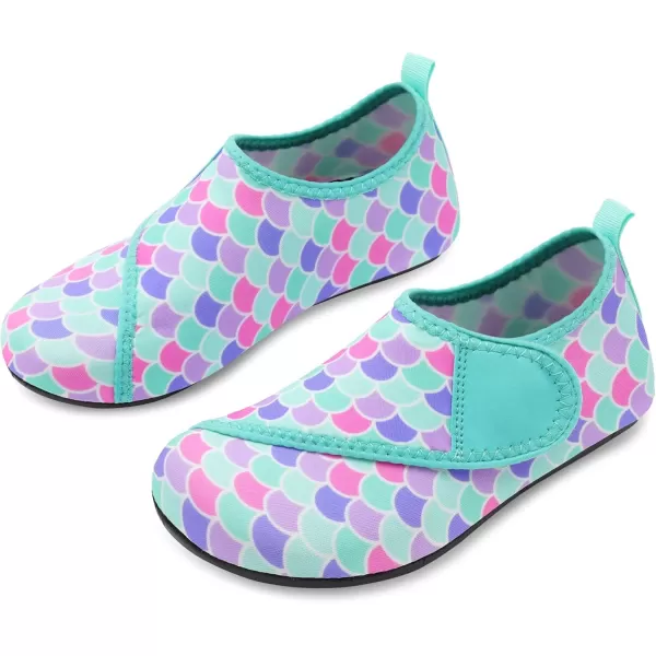 LRUN Toddler Water Shoes Barefoot Aqua Socks Kids Swim Shoes for Beach Pool Surfing YogaBlue Fish Scale