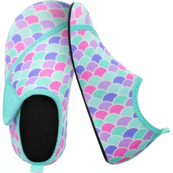 LRUN Toddler Water Shoes Barefoot Aqua Socks Kids Swim Shoes for Beach Pool Surfing YogaBlue Fish Scale