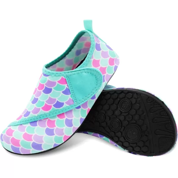 LRUN Toddler Water Shoes Barefoot Aqua Socks Kids Swim Shoes for Beach Pool Surfing YogaBlue Fish Scale