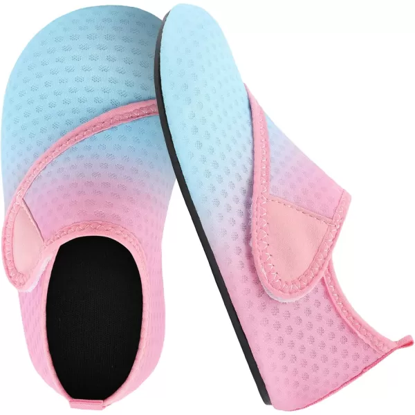 LRUN Toddler Water Shoes Barefoot Aqua Socks Kids Swim Shoes for Beach Pool Surfing YogaBlue Pink