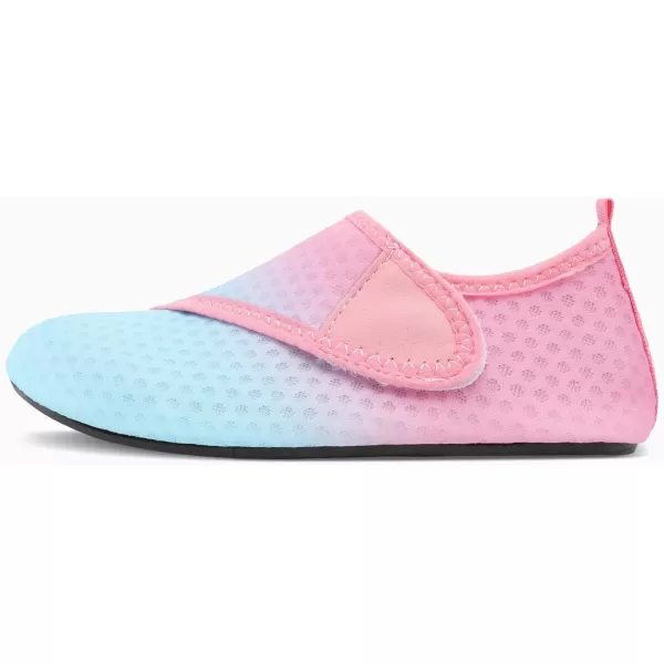 LRUN Toddler Water Shoes Barefoot Aqua Socks Kids Swim Shoes for Beach Pool Surfing YogaBlue Pink