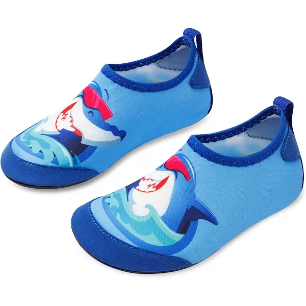 LRUN Toddler Water Shoes Barefoot Aqua Socks Kids Swim Shoes for Beach Pool Surfing YogaBlue Shark