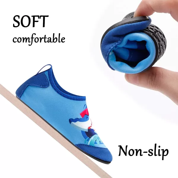 LRUN Toddler Water Shoes Barefoot Aqua Socks Kids Swim Shoes for Beach Pool Surfing YogaBlue Shark