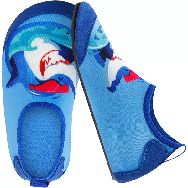 LRUN Toddler Water Shoes Barefoot Aqua Socks Kids Swim Shoes for Beach Pool Surfing YogaBlue Shark