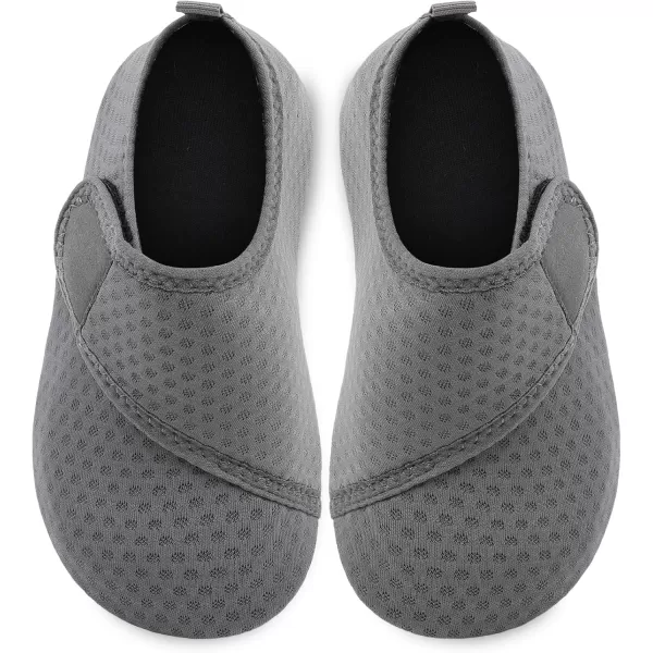 LRUN Toddler Water Shoes Barefoot Aqua Socks Kids Swim Shoes for Beach Pool Surfing YogaDark Grey