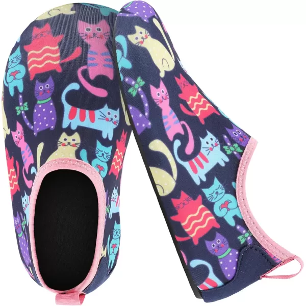 LRUN Toddler Water Shoes Barefoot Aqua Socks Kids Swim Shoes for Beach Pool Surfing YogaNavy Cat