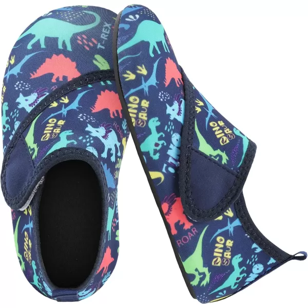 LRUN Toddler Water Shoes Barefoot Aqua Socks Kids Swim Shoes for Beach Pool Surfing YogaNavy Dinosaur Park
