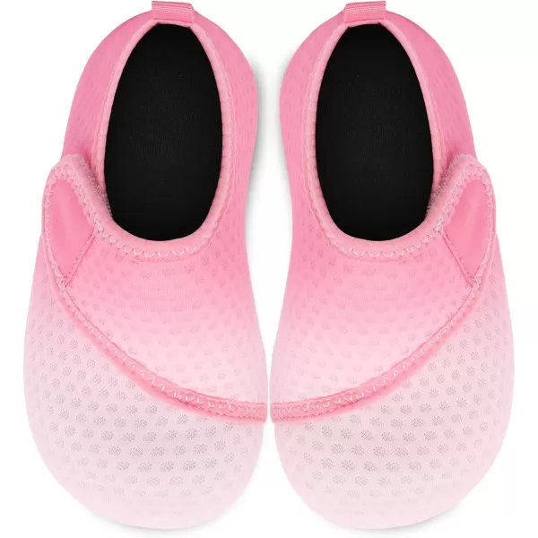 LRUN Toddler Water Shoes Barefoot Aqua Socks Kids Swim Shoes for Beach Pool Surfing YogaPink Gradient