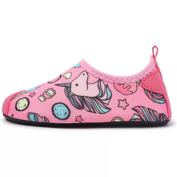 LRUN Toddler Water Shoes Barefoot Aqua Socks Kids Swim Shoes for Beach Pool Surfing YogaPink Horse
