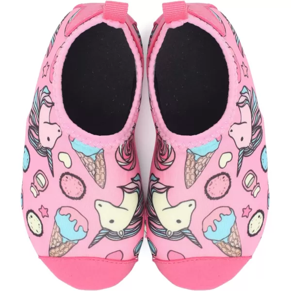 LRUN Toddler Water Shoes Barefoot Aqua Socks Kids Swim Shoes for Beach Pool Surfing YogaPink Horse