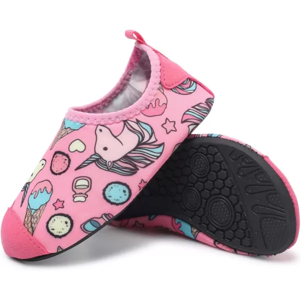 LRUN Toddler Water Shoes Barefoot Aqua Socks Kids Swim Shoes for Beach Pool Surfing YogaPink Horse