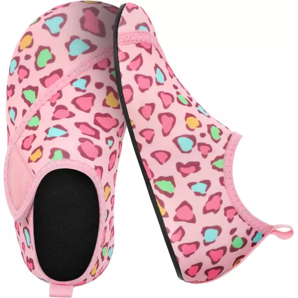 LRUN Toddler Water Shoes Barefoot Aqua Socks Kids Swim Shoes for Beach Pool Surfing YogaPink Lip
