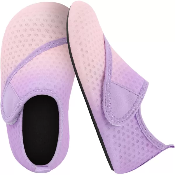 LRUN Toddler Water Shoes Barefoot Aqua Socks Kids Swim Shoes for Beach Pool Surfing YogaPink Purple