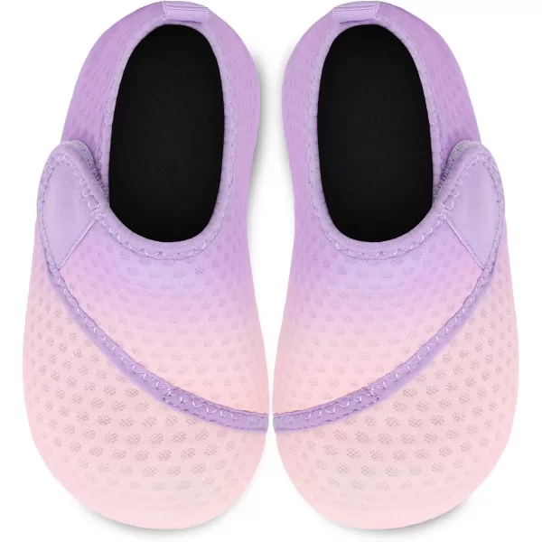 LRUN Toddler Water Shoes Barefoot Aqua Socks Kids Swim Shoes for Beach Pool Surfing YogaPink Purple