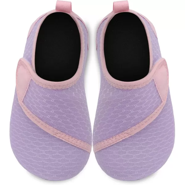 LRUN Toddler Water Shoes Barefoot Aqua Socks Kids Swim Shoes for Beach Pool Surfing YogaPurplenew