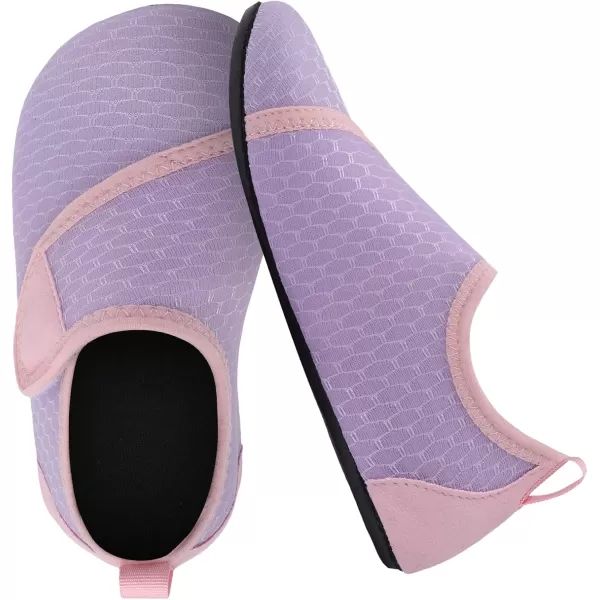 LRUN Toddler Water Shoes Barefoot Aqua Socks Kids Swim Shoes for Beach Pool Surfing YogaPurplenew