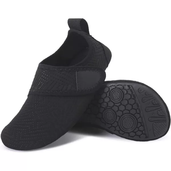 LRUN Toddler Water Shoes Barefoot Aqua Socks Kids Swim Shoes for Beach Pool Surfing YogaStrip Black