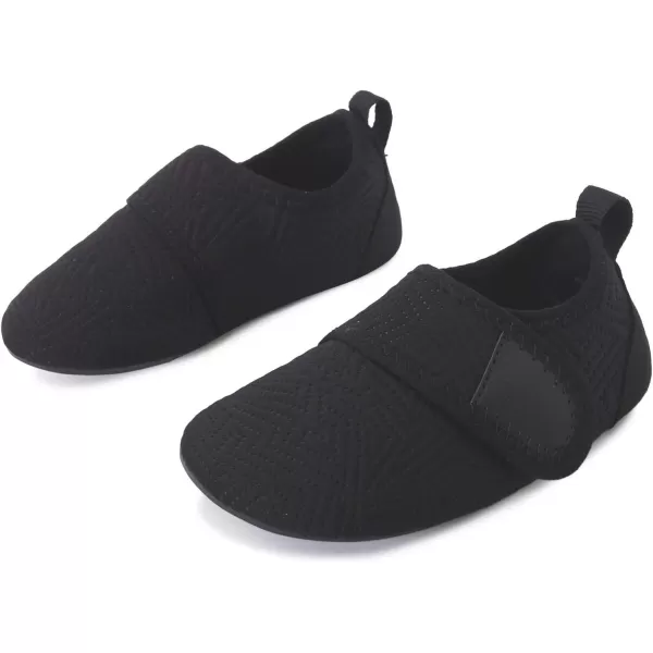 LRUN Toddler Water Shoes Barefoot Aqua Socks Kids Swim Shoes for Beach Pool Surfing YogaStrip Black
