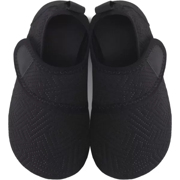 LRUN Toddler Water Shoes Barefoot Aqua Socks Kids Swim Shoes for Beach Pool Surfing YogaStrip Black
