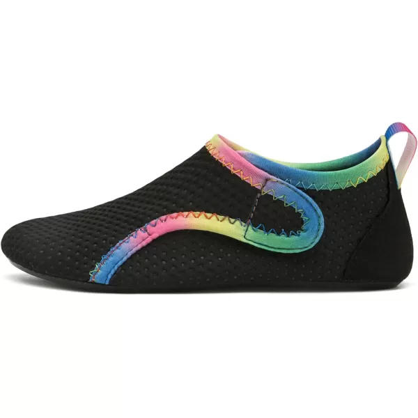 LRUN Toddler Water Shoes Barefoot Aqua Socks Kids Swim Shoes for Beach Pool Surfing YogaStrip Black Rainbow