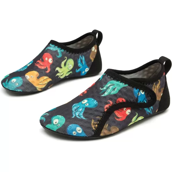 LRUN Toddler Water Shoes Barefoot Aqua Socks Kids Swim Shoes for Beach Pool Surfing YogaStrip Color Octopus