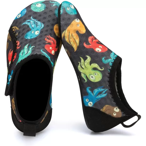 LRUN Toddler Water Shoes Barefoot Aqua Socks Kids Swim Shoes for Beach Pool Surfing YogaStrip Color Octopus