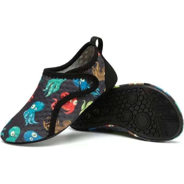 LRUN Toddler Water Shoes Barefoot Aqua Socks Kids Swim Shoes for Beach Pool Surfing YogaStrip Color Octopus