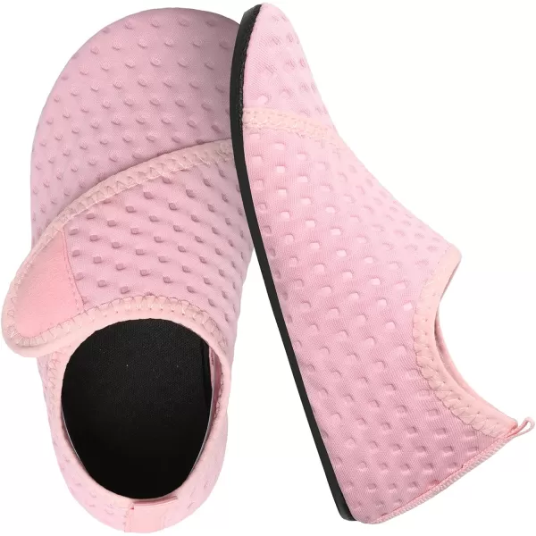 LRUN Toddler Water Shoes Barefoot Aqua Socks Kids Swim Shoes for Beach Pool Surfing YogaStrip Pink