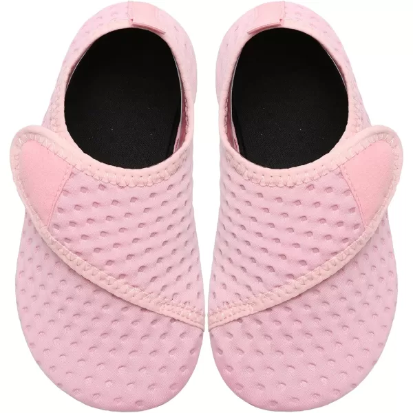 LRUN Toddler Water Shoes Barefoot Aqua Socks Kids Swim Shoes for Beach Pool Surfing YogaStrip Pink