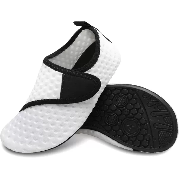 LRUN Toddler Water Shoes Barefoot Aqua Socks Kids Swim Shoes for Beach Pool Surfing YogaStrip White