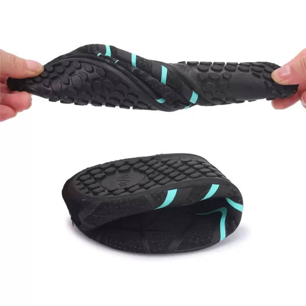 LRUN Women Water Shoes Mens Barefoot Skin Aqua Socks for Run Dive Surf Swim Beach Yoga Quick DryingAline Black Blue