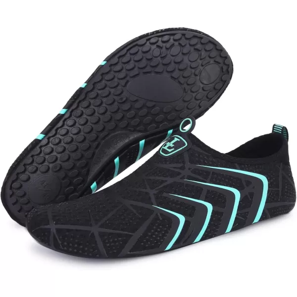 LRUN Women Water Shoes Mens Barefoot Skin Aqua Socks for Run Dive Surf Swim Beach Yoga Quick DryingAline Black Blue