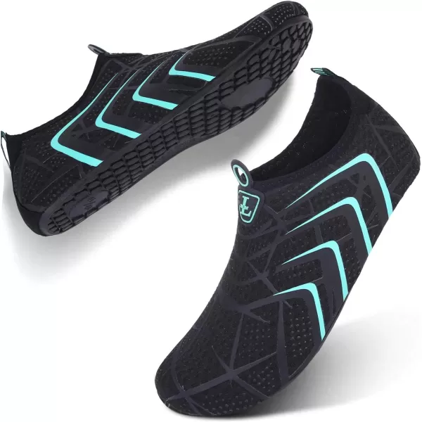 LRUN Women Water Shoes Mens Barefoot Skin Aqua Socks for Run Dive Surf Swim Beach Yoga Quick DryingAline Black Blue